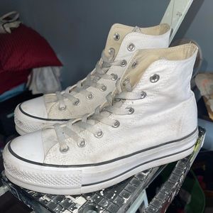 All White Converse Platforms